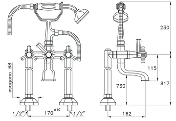 ECCELSA 3274CL306 - Classic style 2 hole bathtub tap by RUBINETTERIE STELLA - view 3